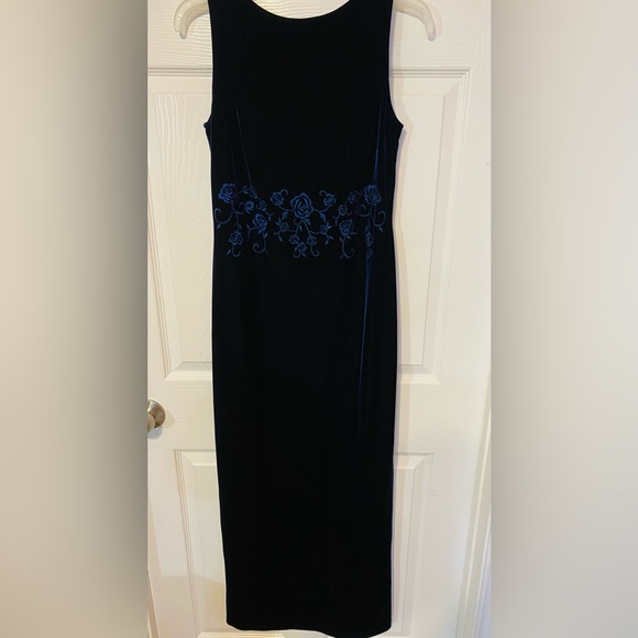 SOLD Plaza south vintage 1999 dark blue velvet dress with front split and - Picture 7 of 8